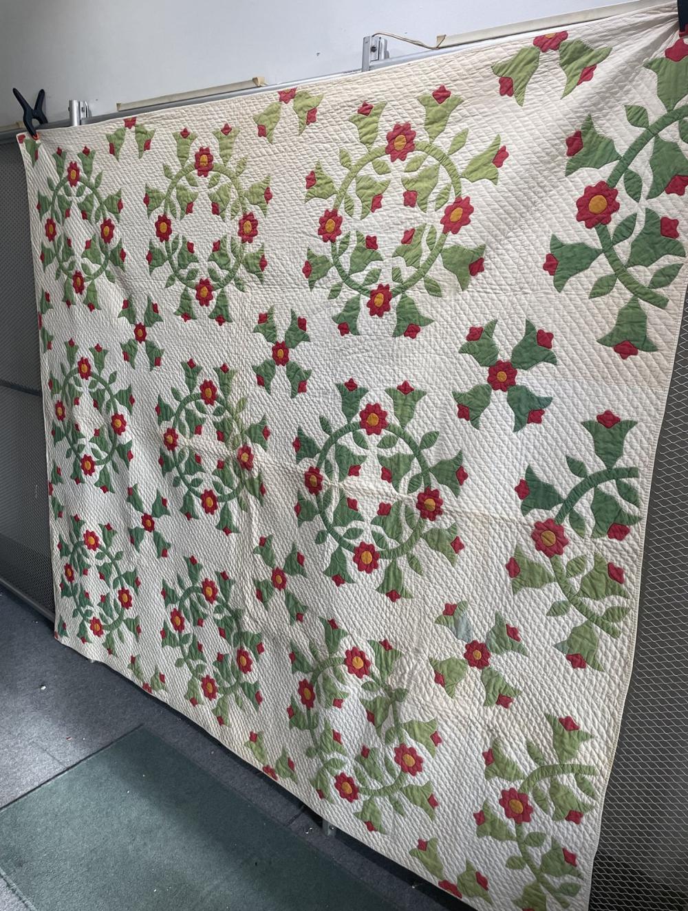 Antique quilt value reference with pattern, stitching, fabric, dyes, age clues, condition, and provenance