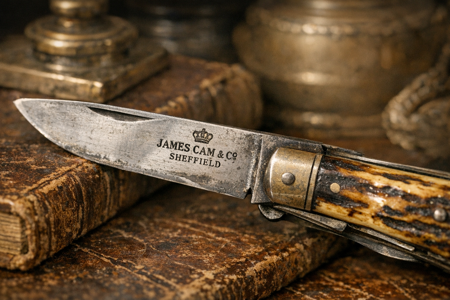 Antique knife with visible maker mark and tang stamp details