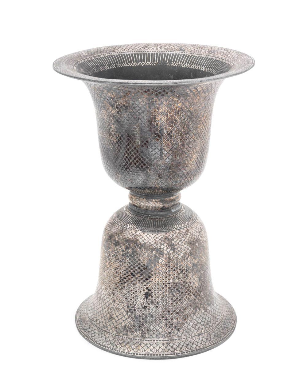Auction comp thumbnail for Indian double-bell silver inlaid Bidri spittoon