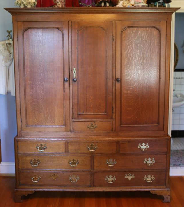 Auction comp thumbnail for English antique oak chifferobe