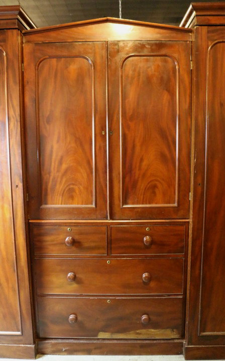 Auction comp thumbnail for English antique mahogany chifferobe