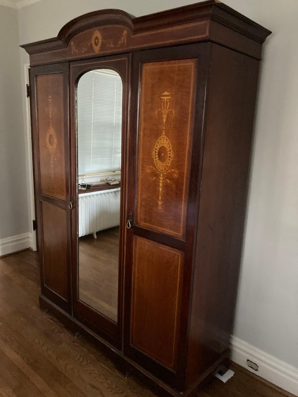 Auction comp thumbnail for antique mirrored chifferobe armoire