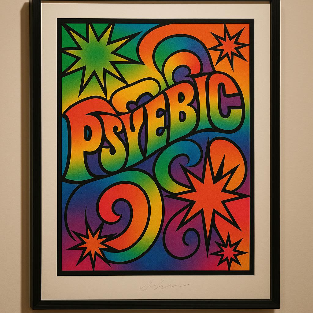 Peter Max signed exhibition print reference with signature, edition clues, paper, margins, frame, condition, and provenance