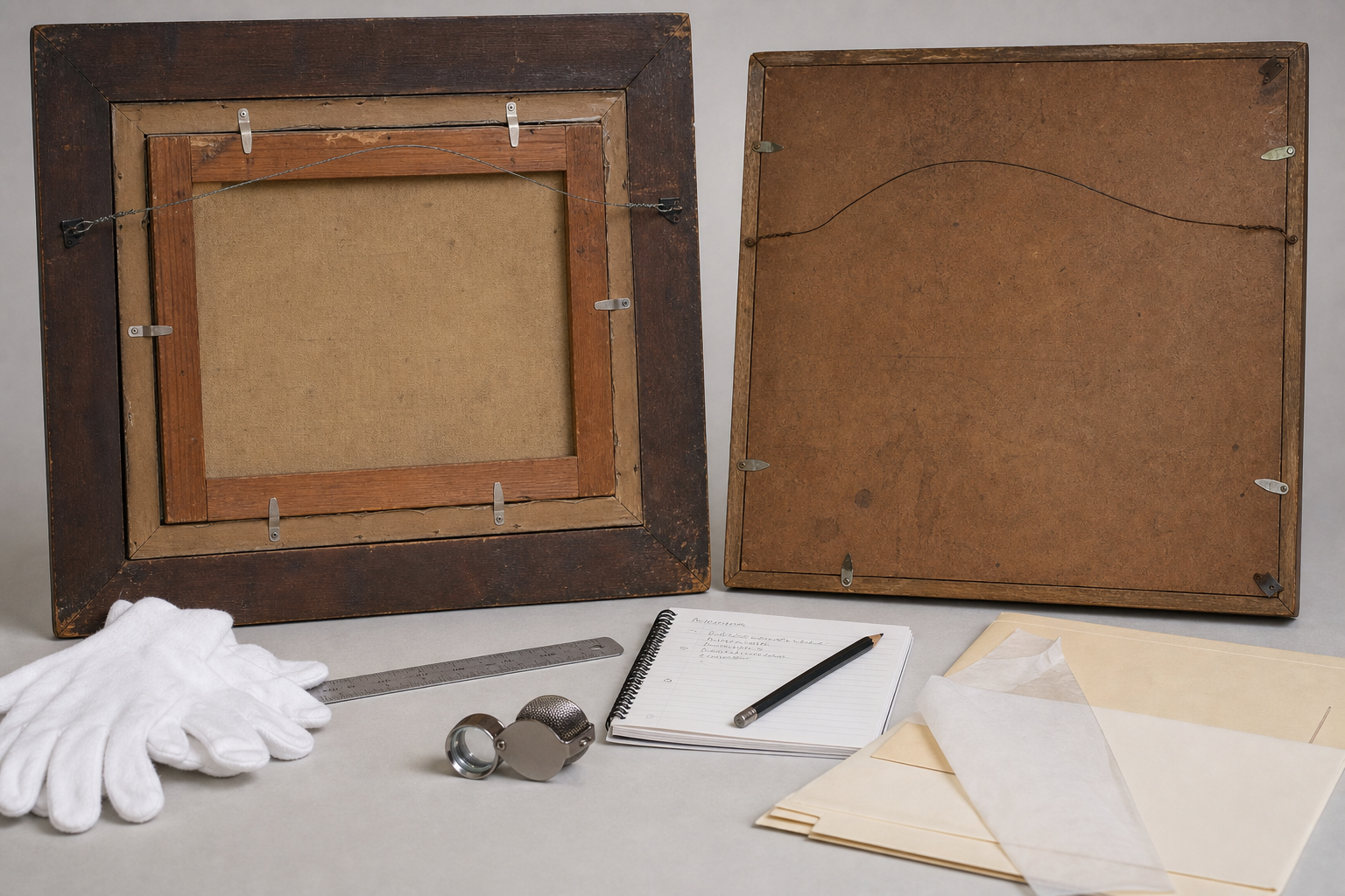 Pair of mid-century Aboriginal art paintings arranged for appraisal review