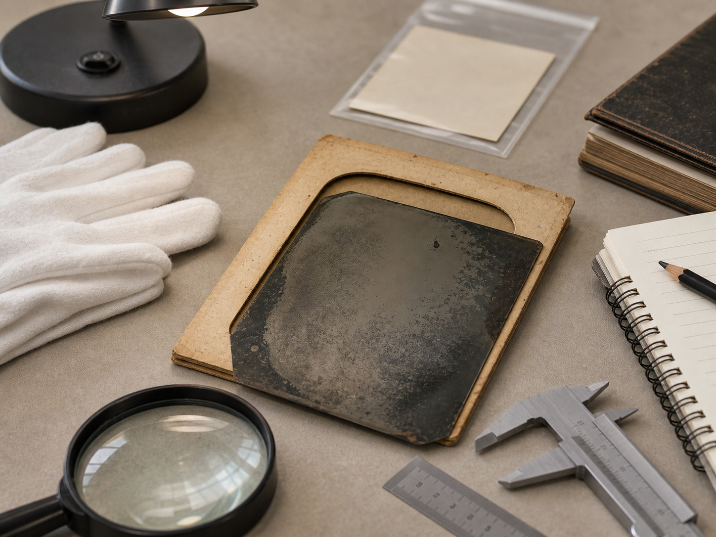 Possible 19th-century tintype photograph arranged for authentication review