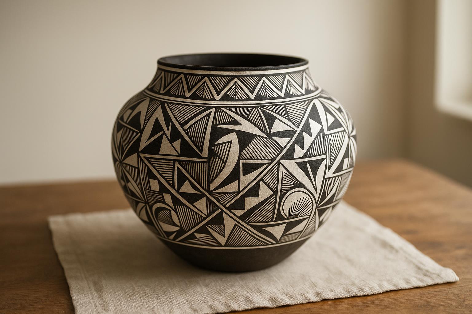 Acoma pottery reference with clay, paint, form, signatures, Pueblo attribution, condition, provenance, and maker clues