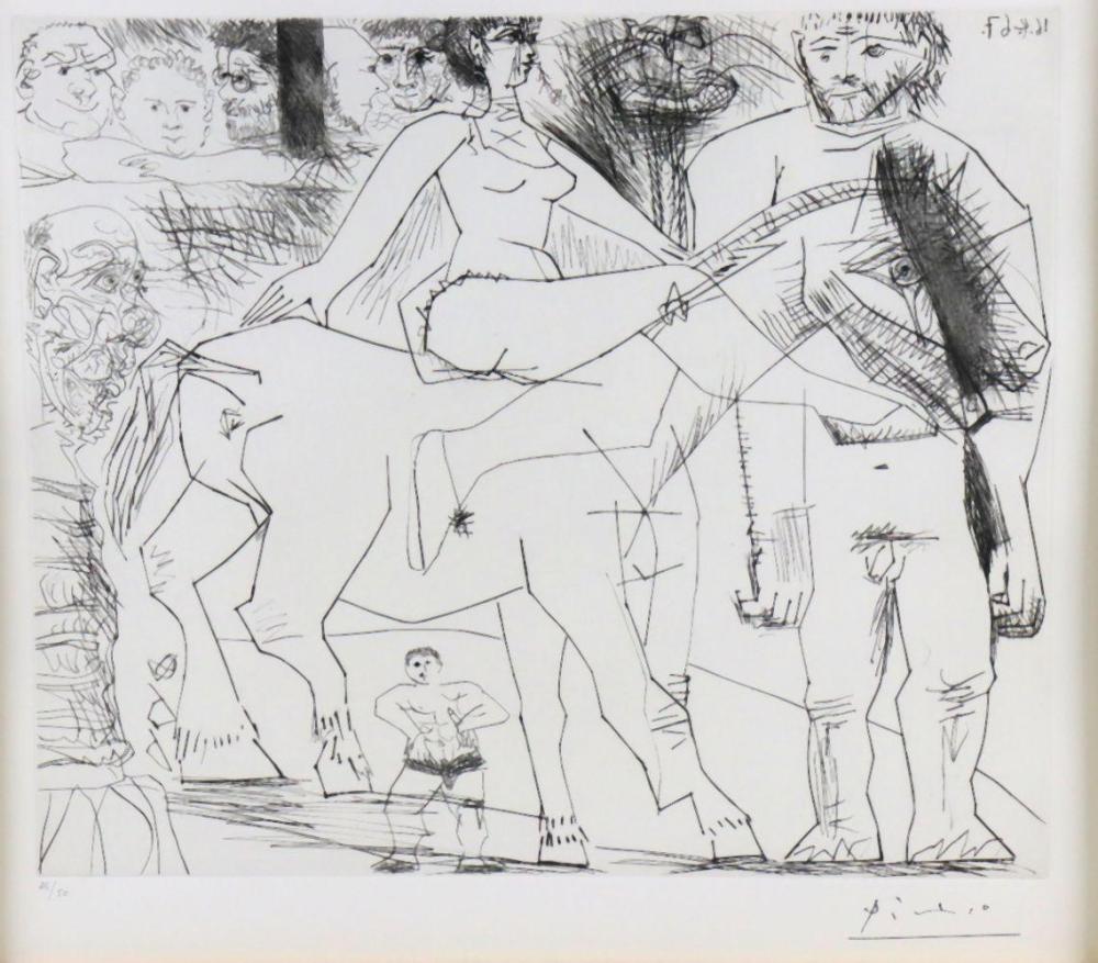 After Pablo Picasso lithograph etching auction comparable