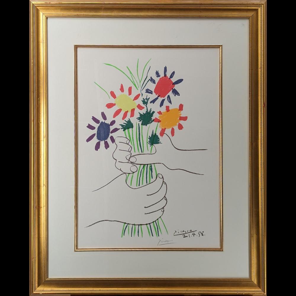 Hand signed Pablo Picasso after lithograph Le Bouquet auction comparable