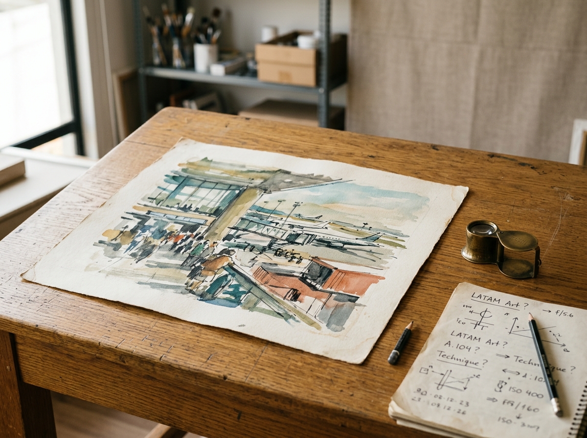 Al Aeropuerto 9 AM by Ricardo Galan Urrejola reference with medium, signature, edition or original status, condition, and provenance
