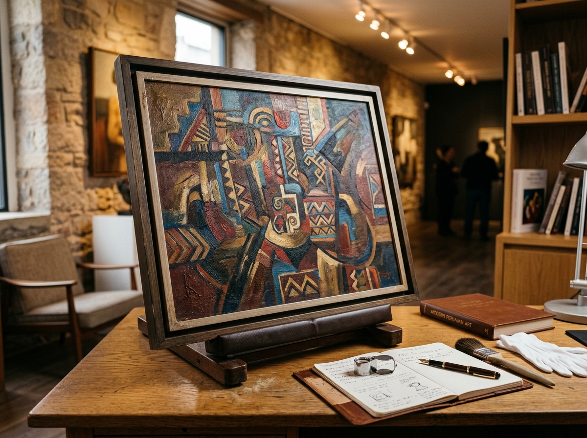 Alfredo Alcalde painting reference with subject, medium, signature, provenance, condition, and market context