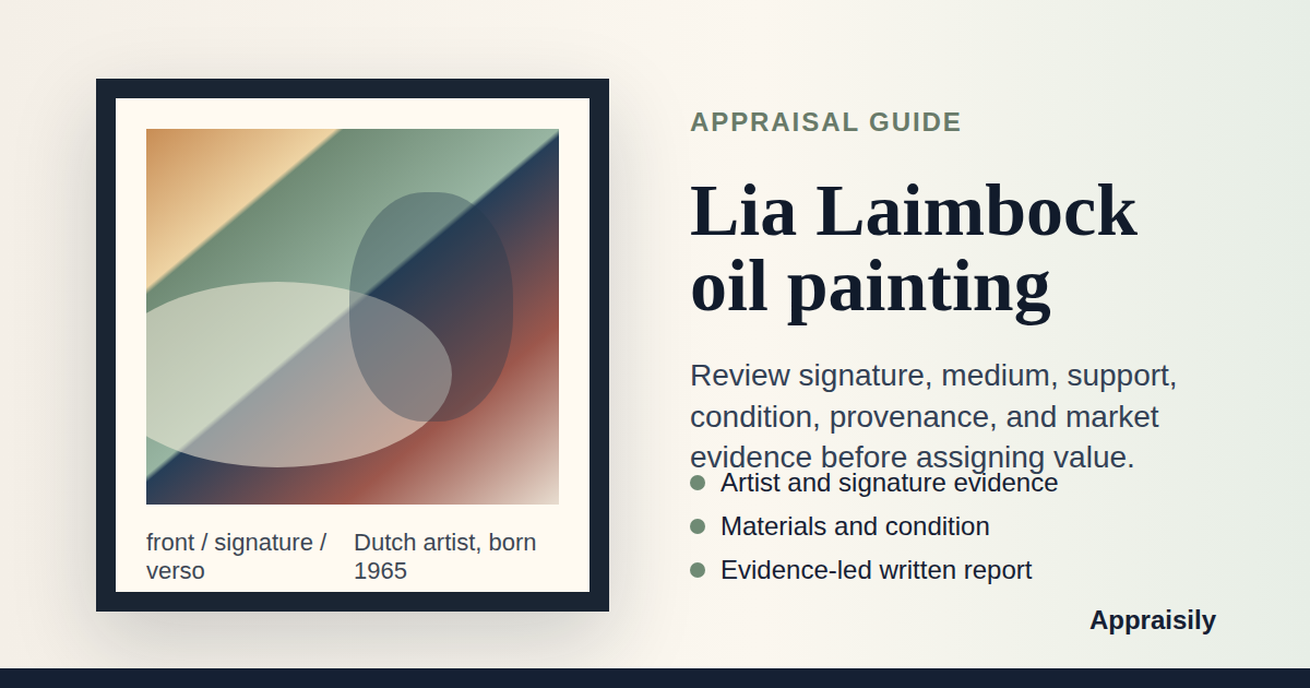 Lia Laimbock Dutch oil painting reference with signature evidence, medium, subject, condition, provenance, and market evidence