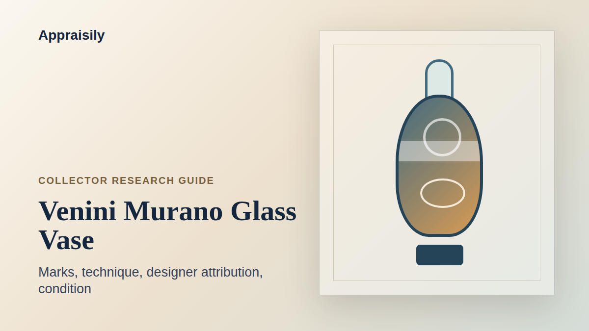 Venini Murano glass vase reference with marks, technique, designer attribution, condition, provenance, and Murano glass context