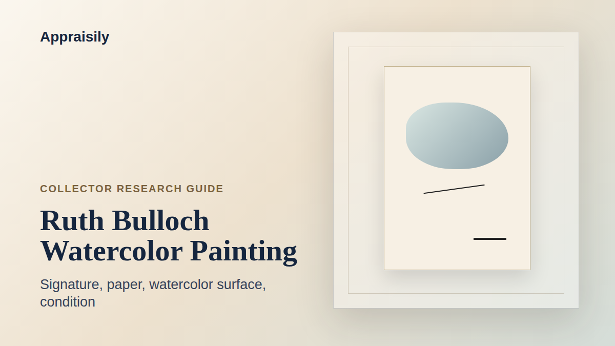 Ruth Bulloch watercolor reference with signature evidence, paper, subject, condition, provenance, and market evidence