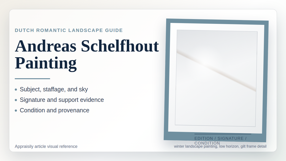 Andreas Schelfhout painting reference with subject, signature evidence, support, condition, provenance, attribution evidence, and market evidence