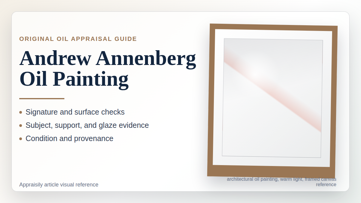 Andrew Annenberg oil painting reference with signature evidence, surface, subject, support, condition, provenance, and originality