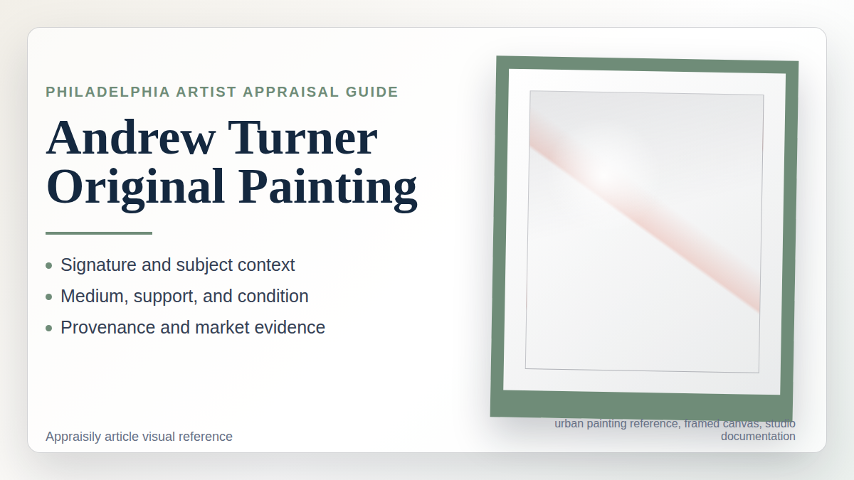 Andrew Turner original painting reference with signature evidence, subject, medium, support, condition, provenance, and market context