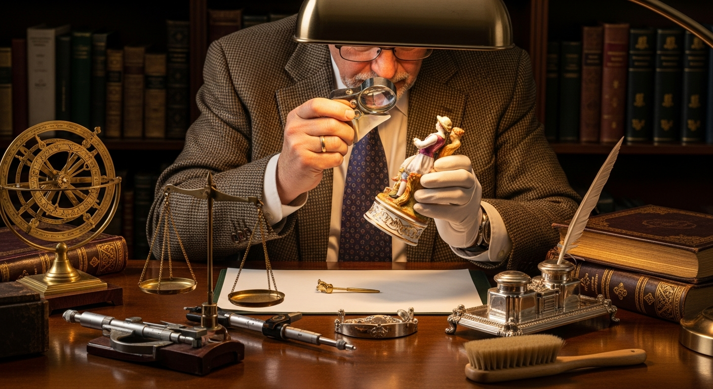 Antique appraisers reference with credentials, specialty fit, report scope, valuation purpose, market evidence, fees, and turnaround