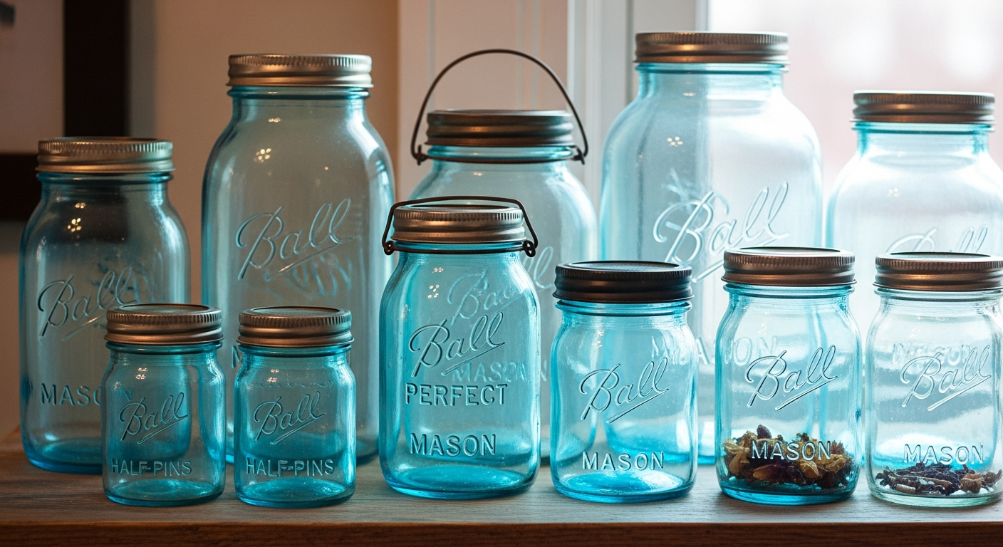 Antique Ball Mason jar value reference with logo style, glass color, mold marks, closure type, condition, rarity, and market evidence