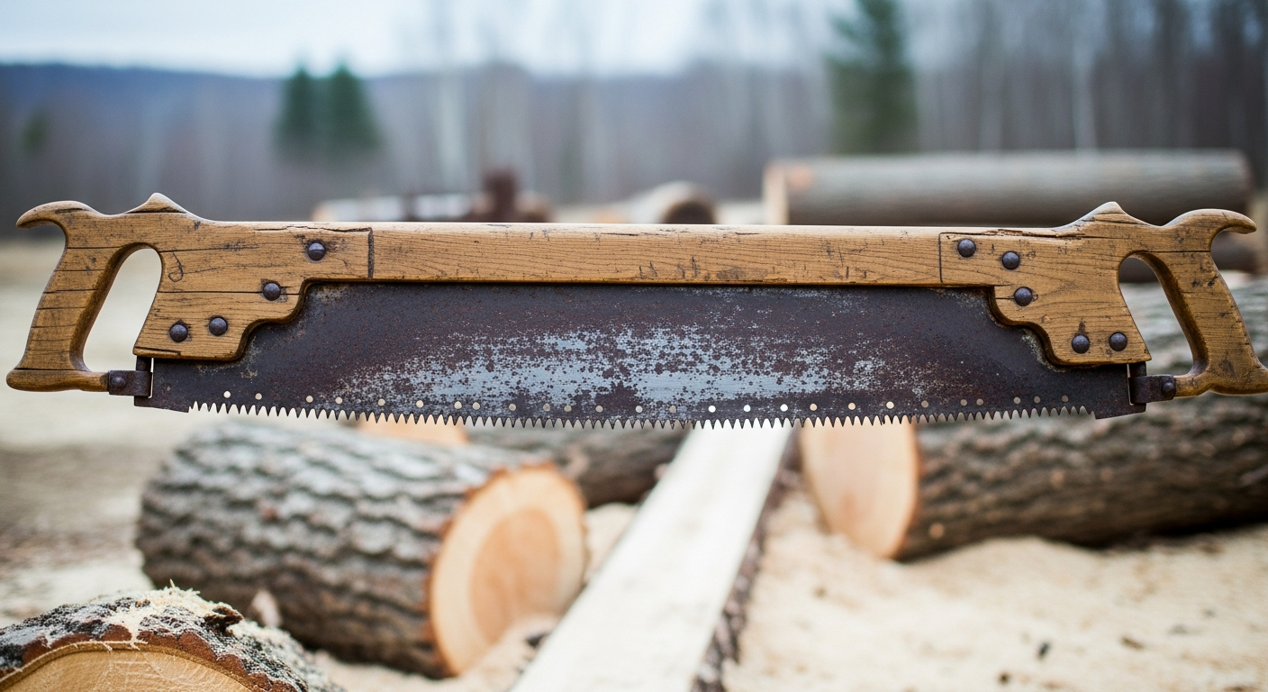 Antique crosscut saw identification reference with tooth pattern, handle style, maker etch, blade length, raker setup, condition, repairs, age, and logging use