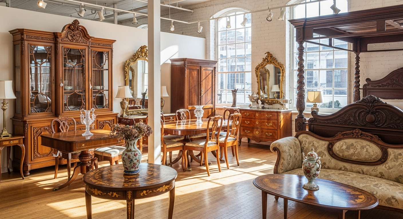 Antique furniture value reference with age, style, wood, joinery, maker labels, originality, condition, provenance, and demand details