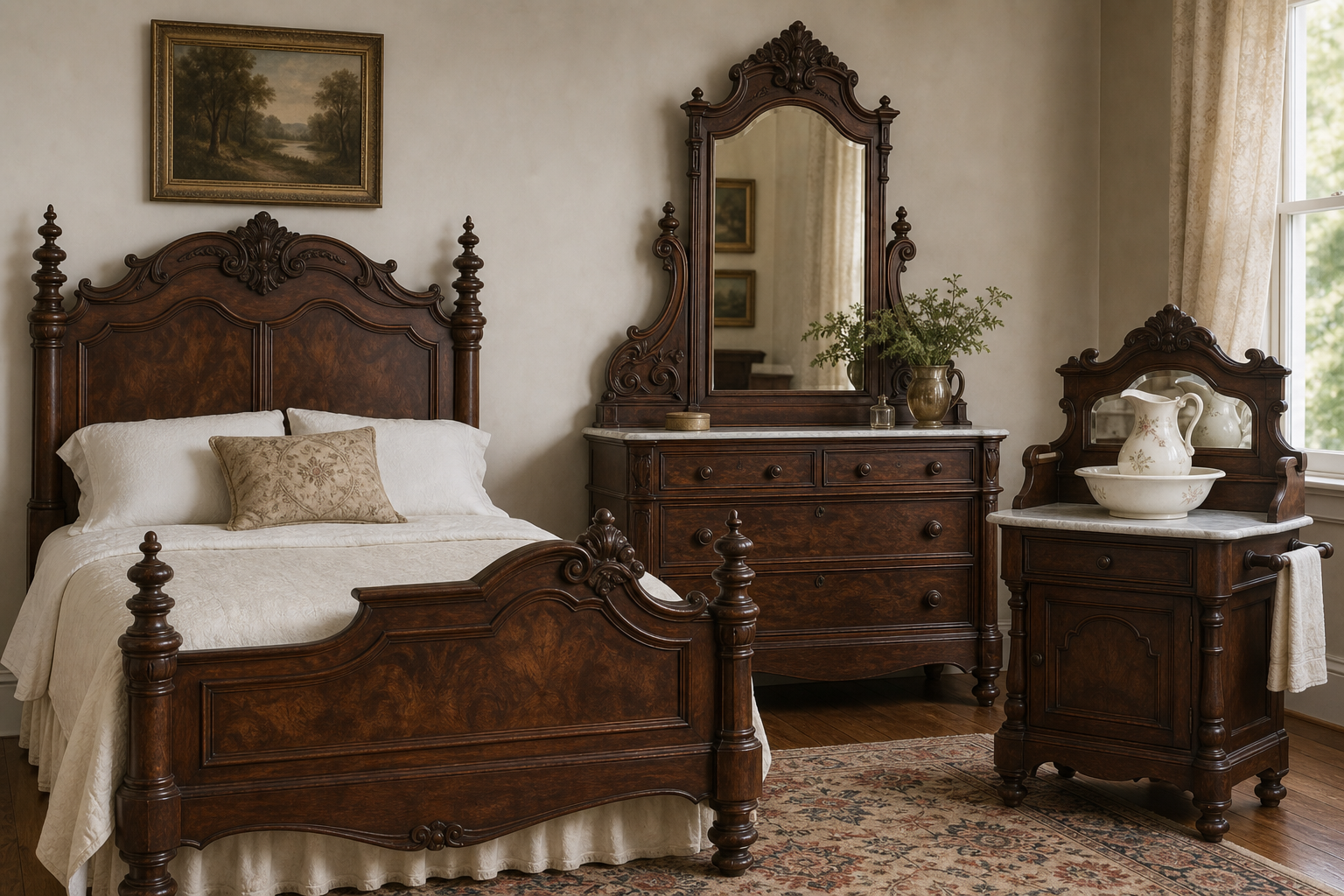 1885 Victorian Walnut Bedroom Set Value Guide: Style and Condition example