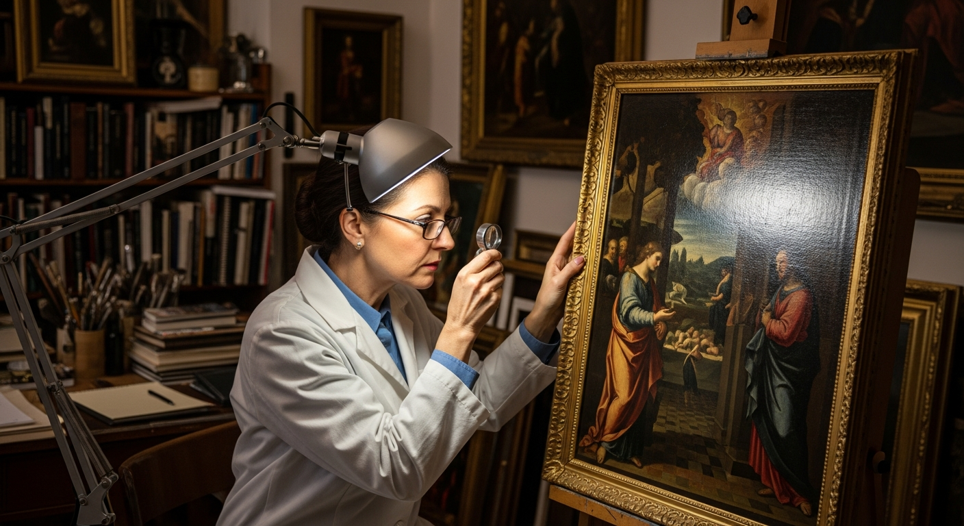 Artwork value estimate reference with artist clues, medium, dimensions, condition, provenance, edition details, photos, and market evidence