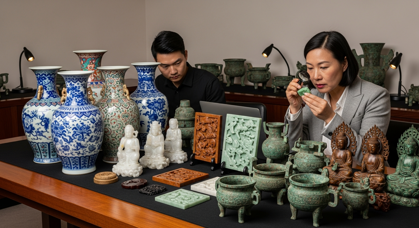 Asian antique appraisers near me reference with Chinese, Japanese, Korean, jade, porcelain, bronze, textile, scroll expertise, and report purpose