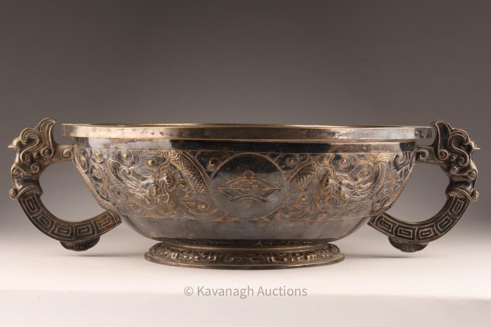 Antique Chinese bronze bowl incense burner auction lot