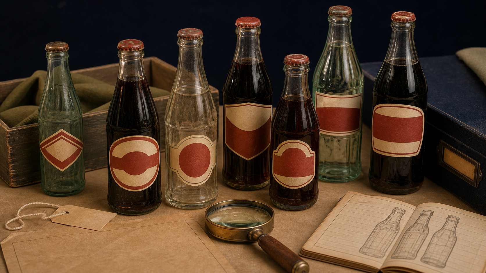Old Coke bottle values reference with embossing, city marks, date codes, glass color, mold seams, labels, damage, and provenance
