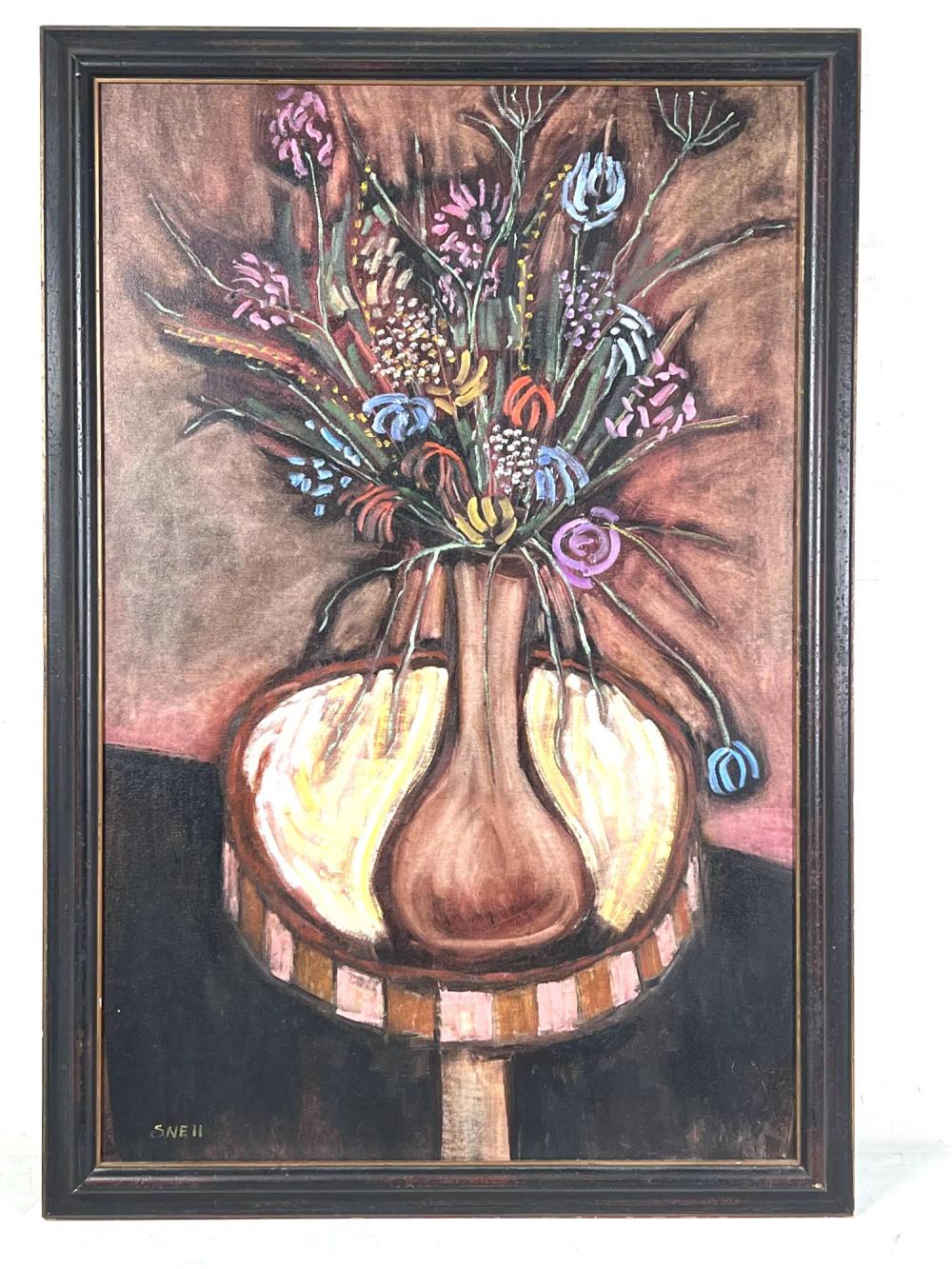 Don Snell floral still life oil painting comp