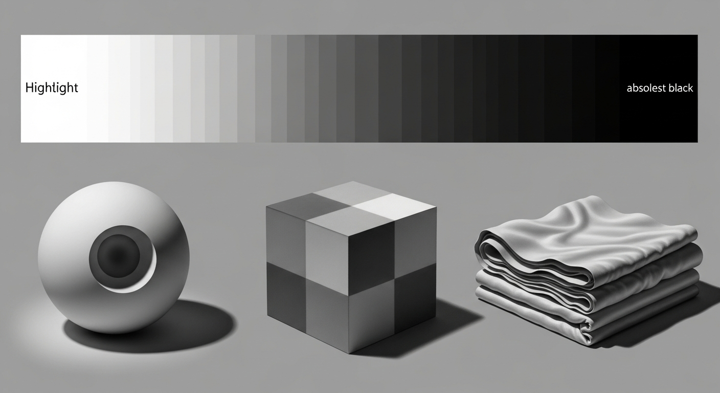 Elements of art value reference with light, dark, contrast, shading, depth, composition, medium, condition, and appraisal context