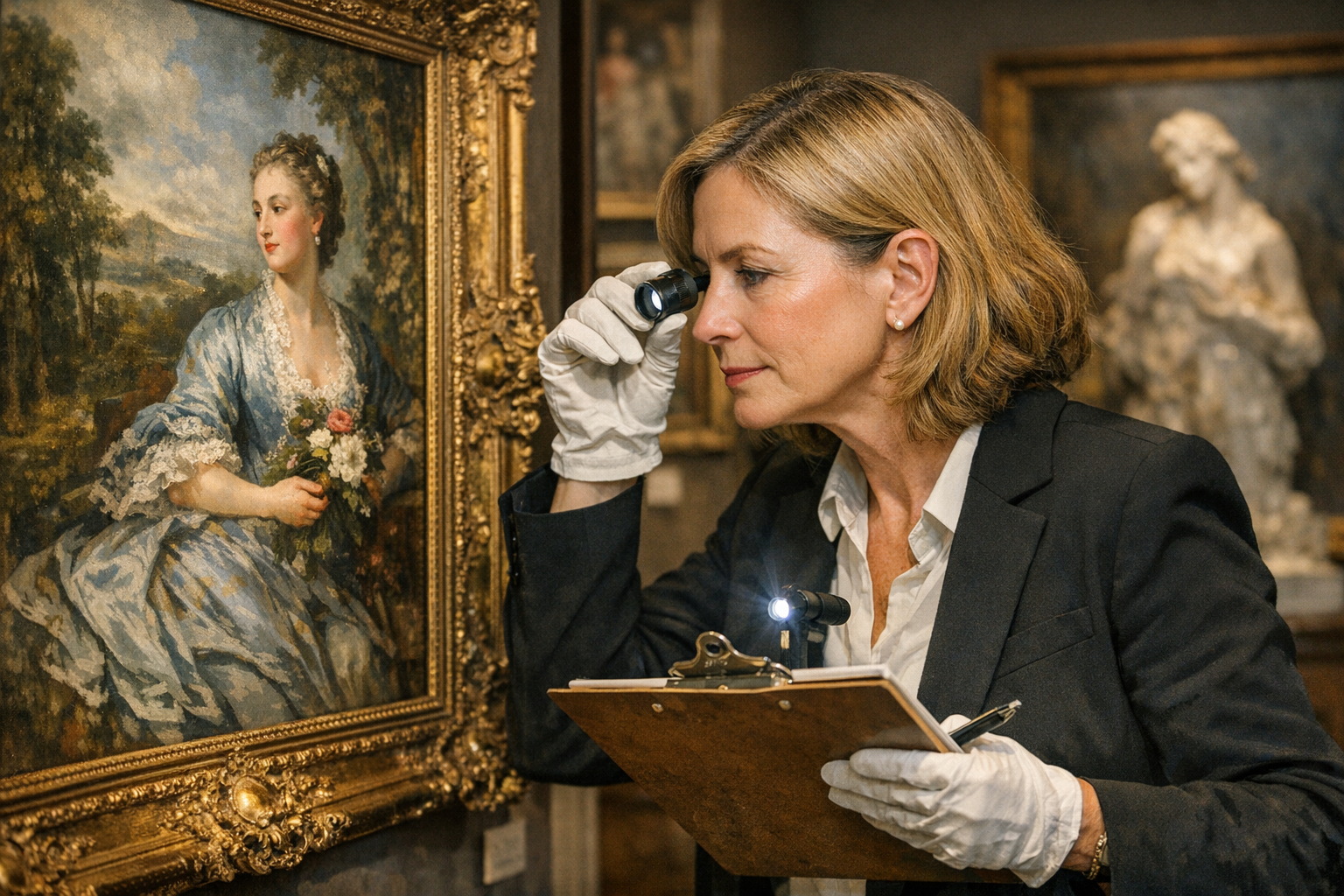 Fine art appraisals reference with artwork evidence, condition details, provenance, dimensions, signatures, labels, market context, and report needs