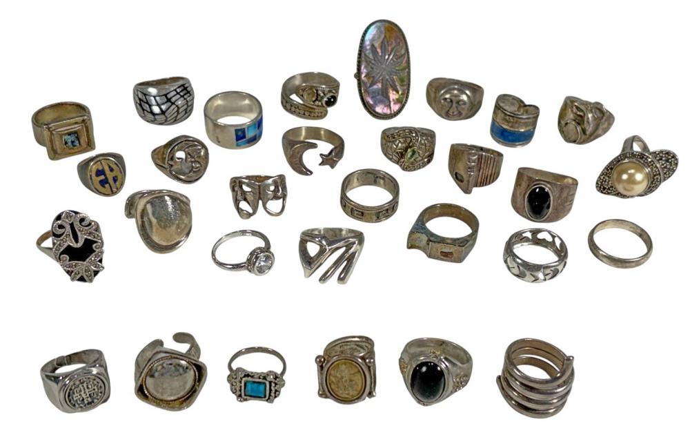 Market example: sterling silver 925 and metal rings lot