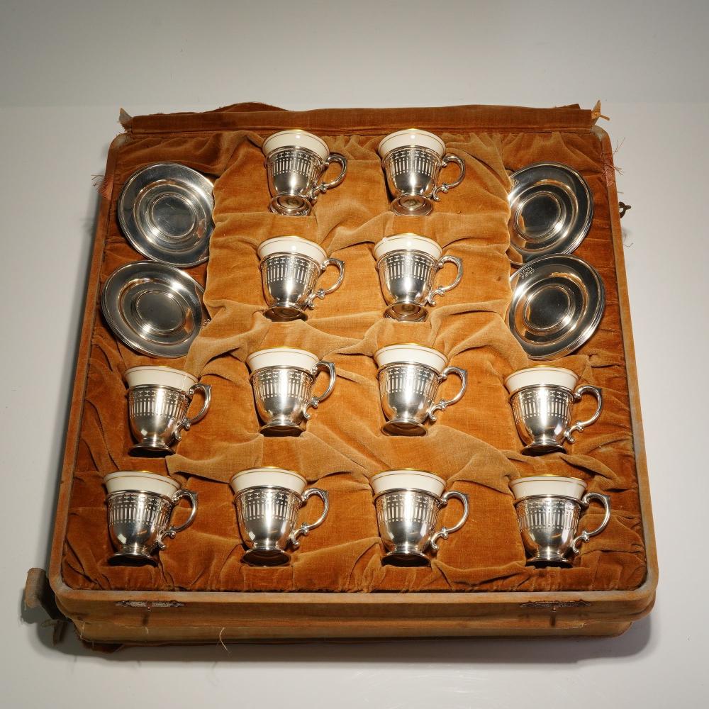 Market example: sterling silver and Lenox demitasse cup and saucer set