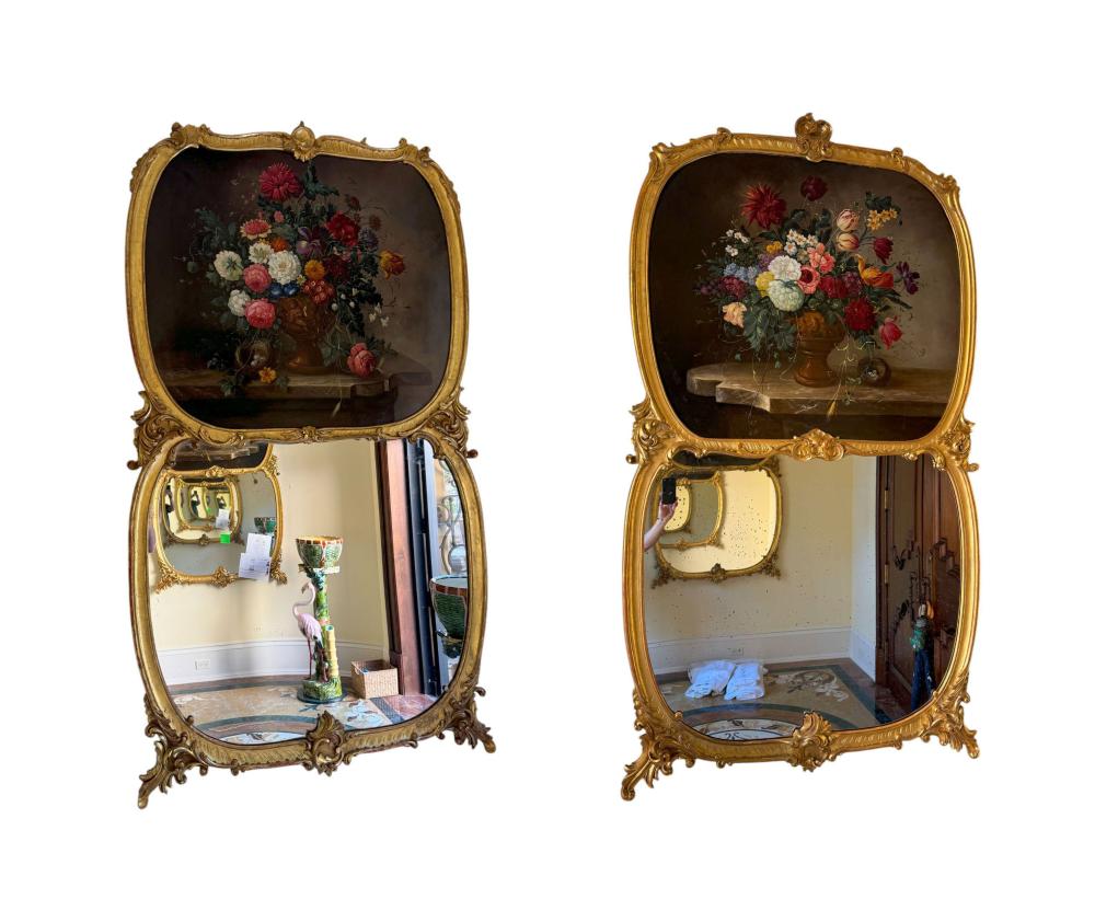 Pair of French giltwood trumeau mirrors auction comparable