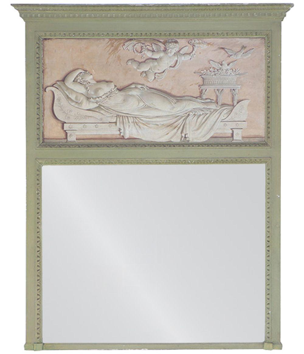 French painted trumeau mirror with painting on board auction comparable
