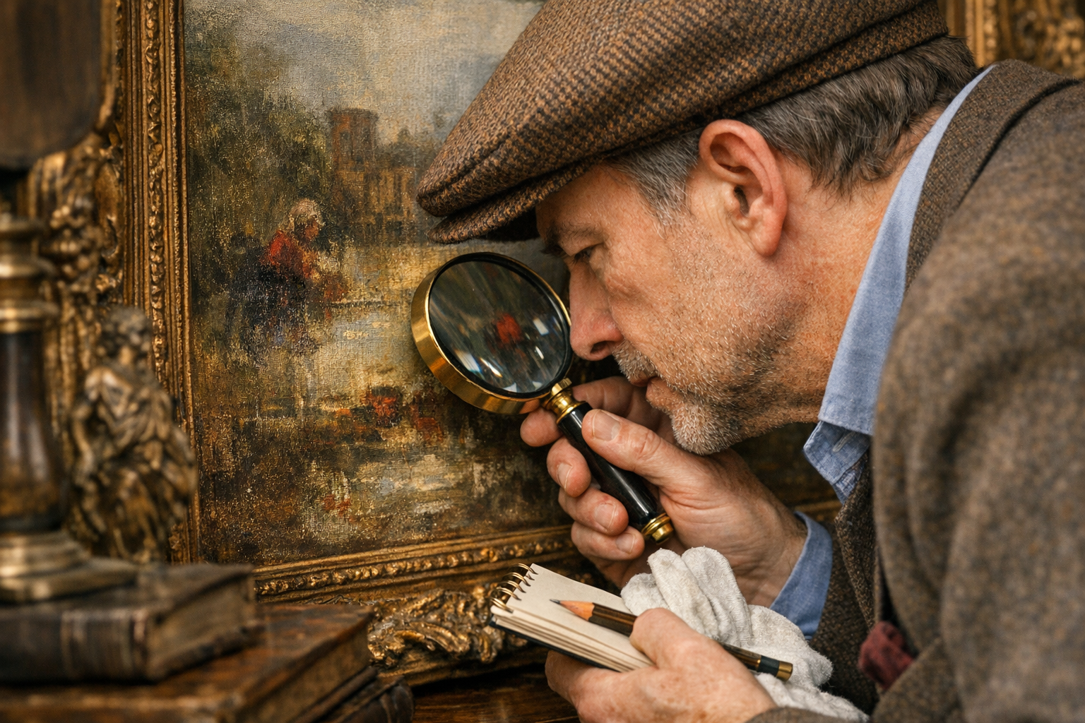 Analyzing a painting signature under magnification