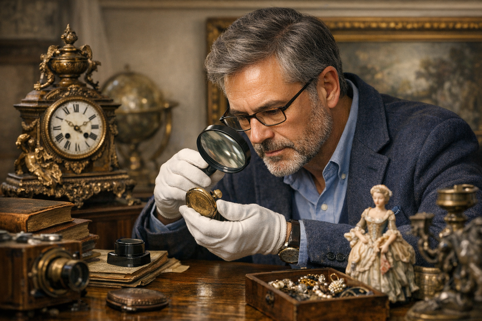 Antique values context image for checking object identity, marks, condition, documentation, comparable sales, and appraisal notes