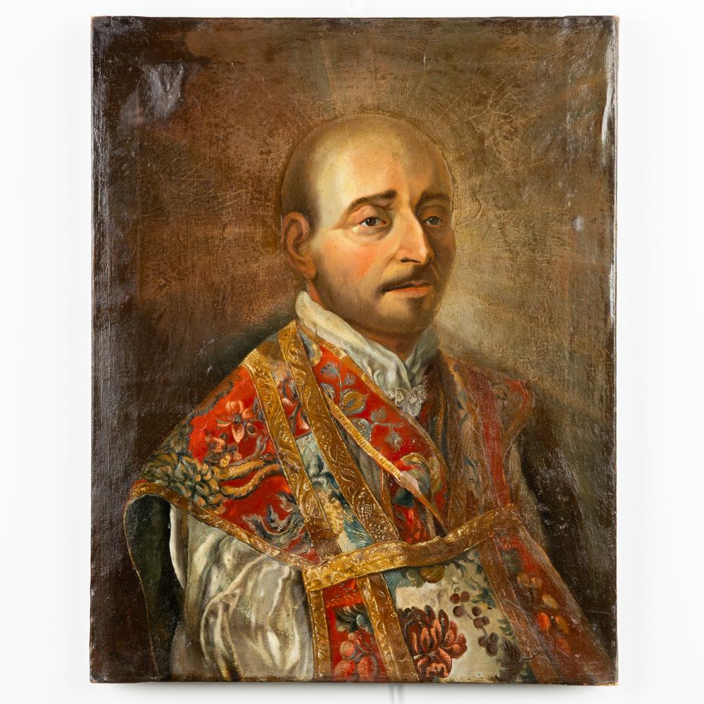 Auction comp thumbnail for An antique painting 'Portrait of Saint Ignatius of Loyola', oil on paper. 18th/19th C. (Flanders Auctions, Lot 108)