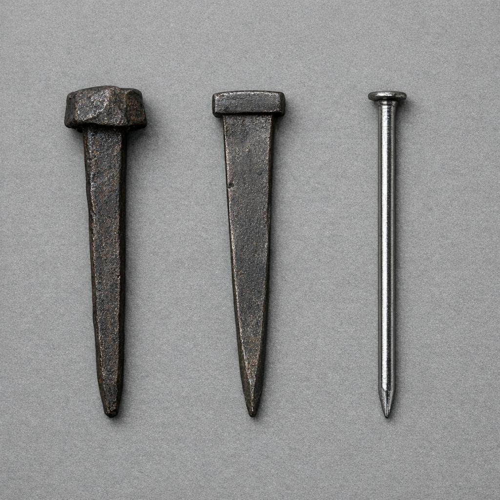 Comparison of cut nails, square nails, and hand-forged nails for identification