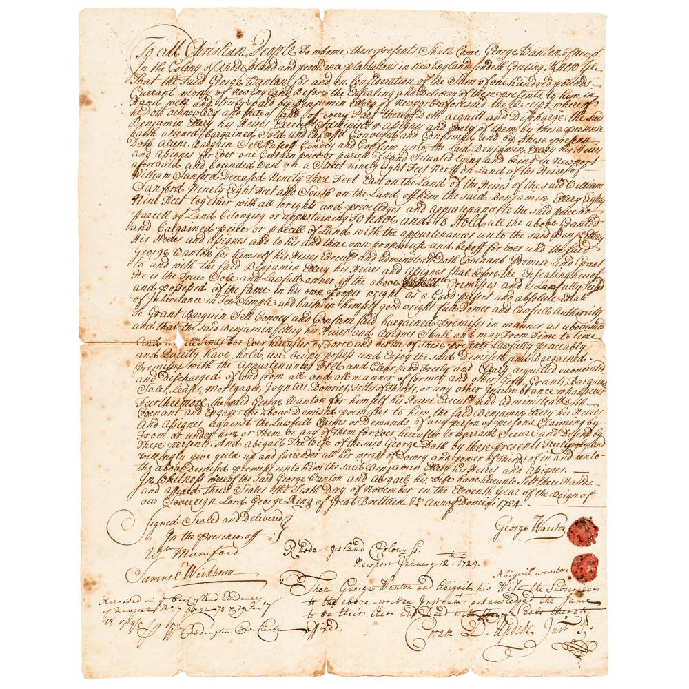 Auction comp thumbnail for WILLIAM ELLERY, RI. Family Archive of 16 Early Colonial Documents with 26 Pages (Early American History Auctions, Lot 24)