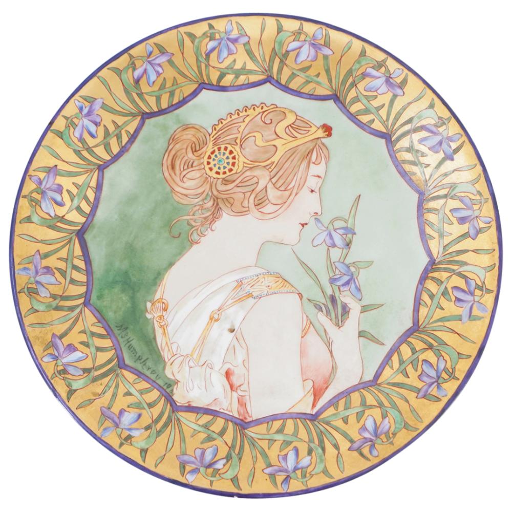 Art Nouveau Hand Painted Porcelain Limoges Plate at Akiba Galleries lot 482