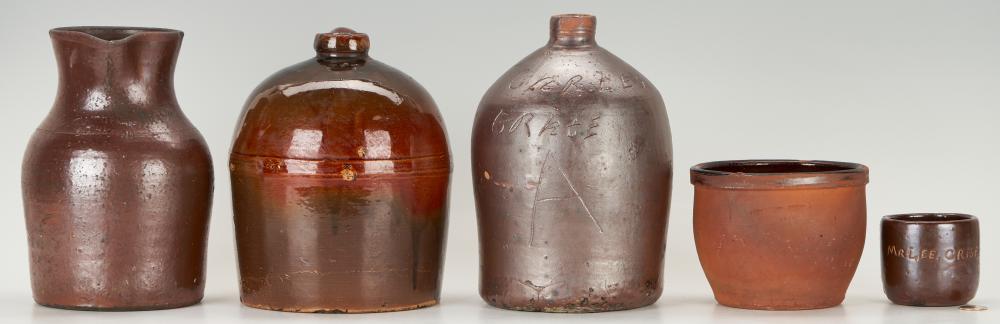 Auction comp thumbnail for Lot 120: 5 Southern & Mid-Atlantic Pottery Items, incl. Bell & African American (Case Antiques, Inc. Auctions & Appraisals, Lot 120)