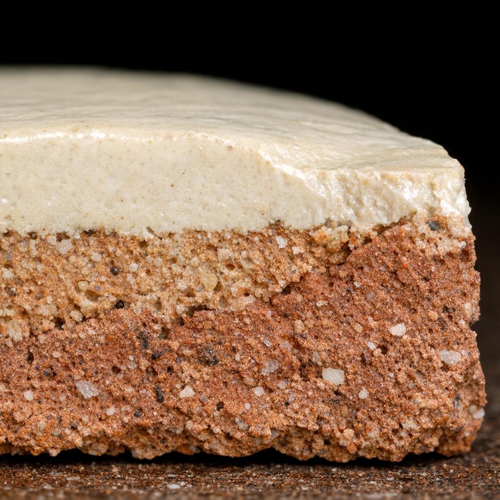 Edge view of McCoy pottery showing the characteristic red-buff clay body beneath the glaze layer