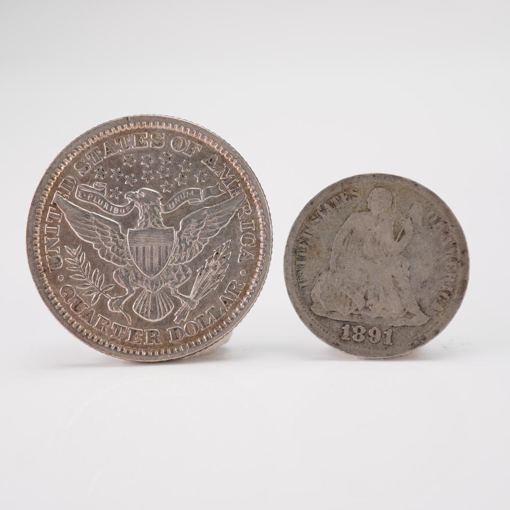 Market example: Seated Liberty dime and Barber quarter