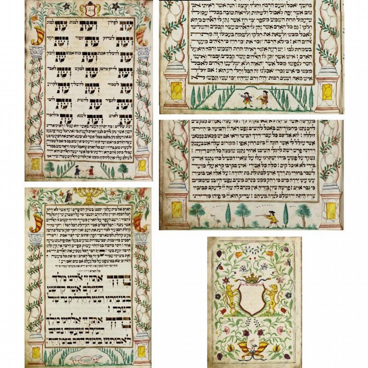 Auction comp thumbnail for MONUMENTAL ILLUMINATED AND ILLUSTRATED BOOK OF PRAYERS, INCLUDING THE FOUR MEGILLOT, MANUSCRIPT ON PARCHMENT, [ALSACE]: BEFORE 1739 (Sotheby's, Lot 168)