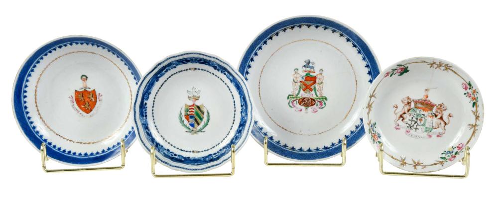 Auction comp thumbnail for Four Chinese Export Armorial Porcelain Dishes, Hume, Bruce, Ross, and Oliviera & Hanbury (Brunk Auctions, Lot 85)