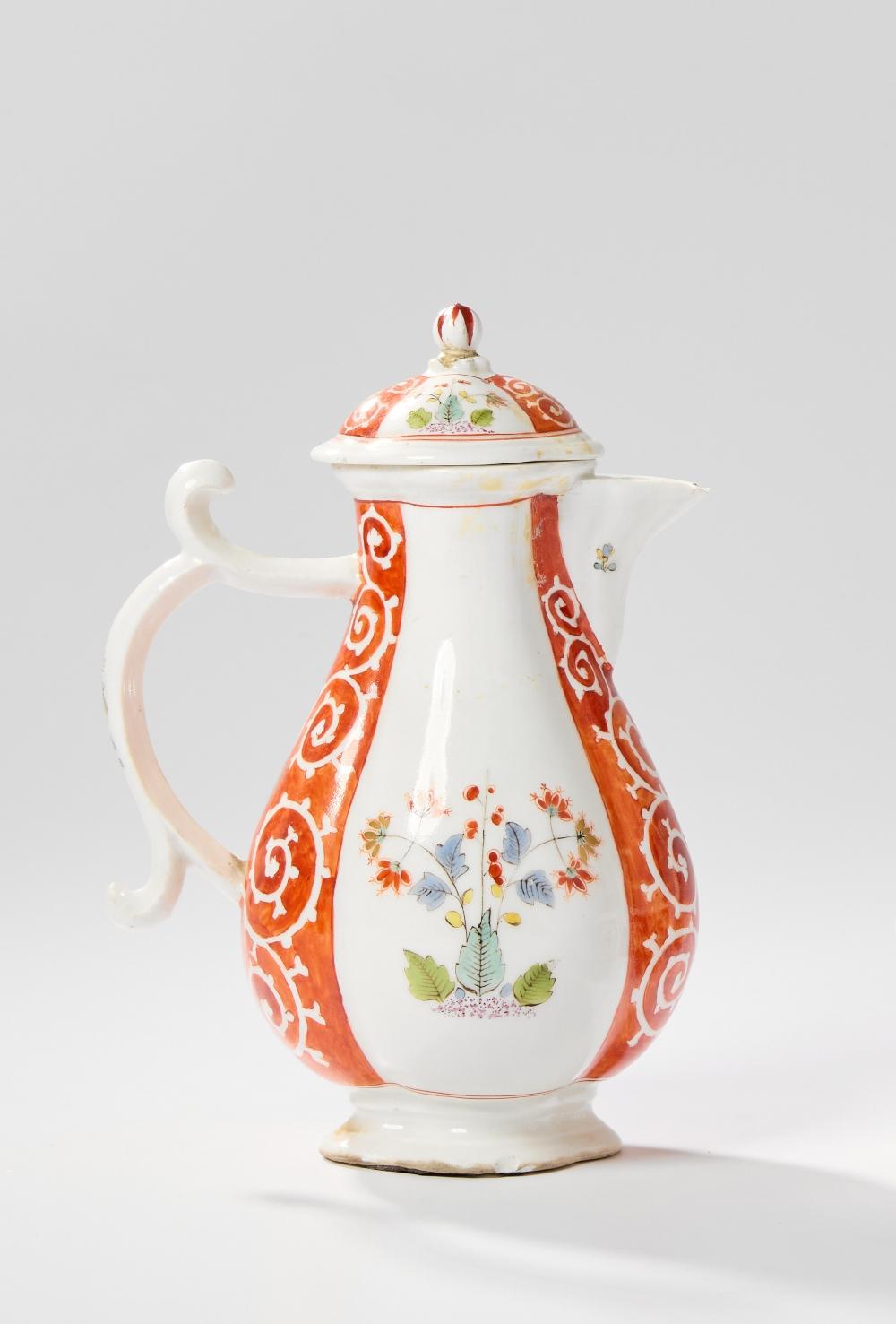 Auction comp thumbnail for A Meissen porcelain Kakiemon baluster small coffee-pot or hot-water jug and cover (Roseberys, Lot 1)
