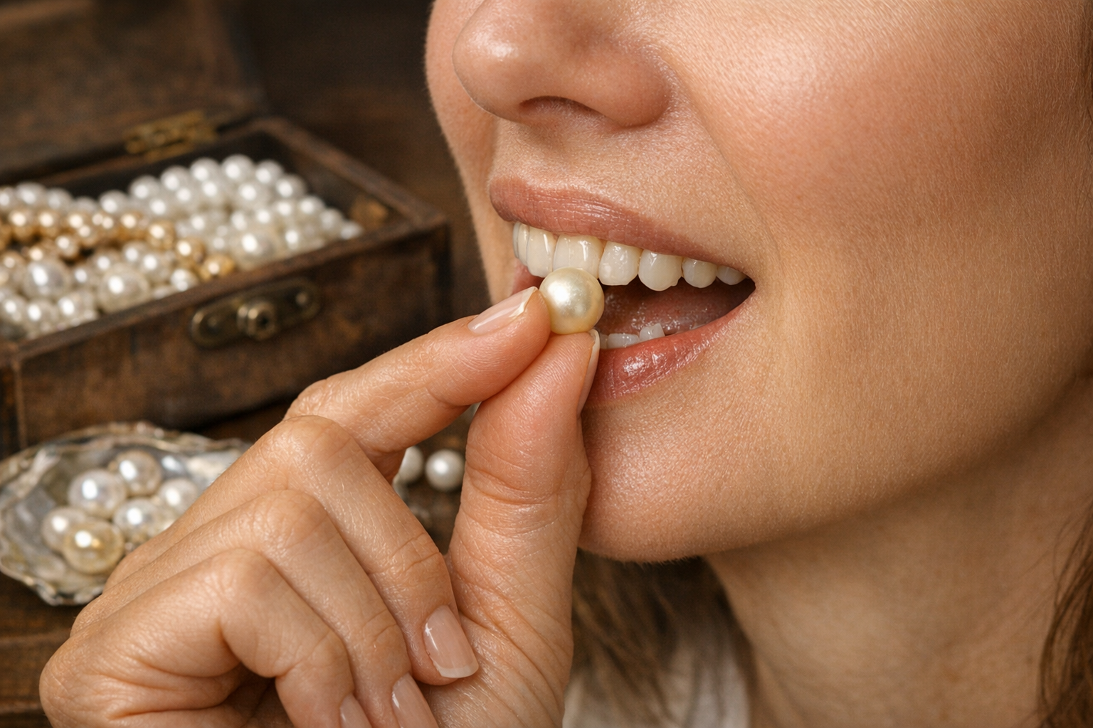 Demonstration of the pearl tooth test for authenticity