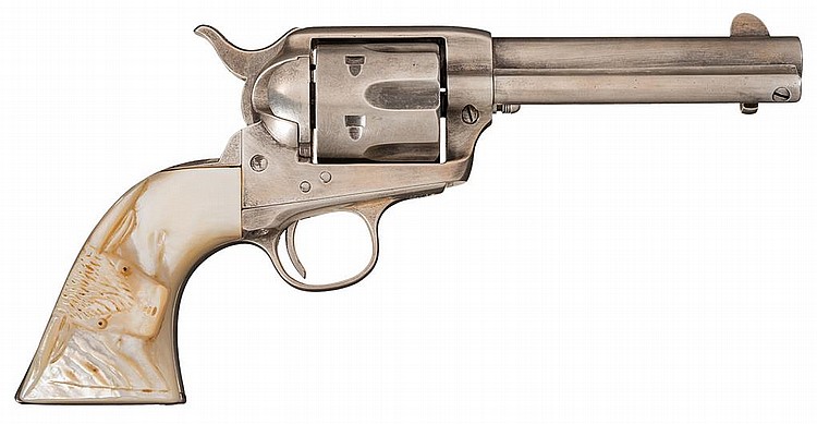 Auction comp thumbnail for Documented Historic First Generation Colorado Lawman John M. MacQuarrie Factory Inscribed Silver Plated Colt Single Action Army Revolver with Factory Letter (Rock Island Auction Company, Lot 3251)